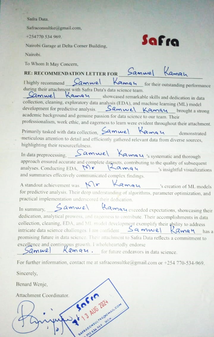 Safra Data Recommendation Letter